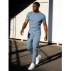 image:imageUOUA Mens 2 Piece Sweatsuit Set Short Sleeve Sweatshirt Jogging Sweatpants Tracksuits OutfitsDenim Blue