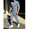 image:imageUOUA Mens 2 Piece Sweatsuit Set Short Sleeve Sweatshirt Jogging Sweatpants Tracksuits OutfitsDenim Blue