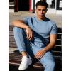 image:imageUOUA Mens 2 Piece Sweatsuit Set Short Sleeve Sweatshirt Jogging Sweatpants Tracksuits OutfitsDenim Blue