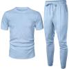image:imageUOUA Mens 2 Piece Sweatsuit Set Short Sleeve Sweatshirt Jogging Sweatpants Tracksuits OutfitsLight Blue
