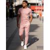 image:imageUOUA Mens 2 Piece Sweatsuit Set Short Sleeve Sweatshirt Jogging Sweatpants Tracksuits OutfitsPink