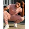 image:imageUOUA Mens 2 Piece Sweatsuit Set Short Sleeve Sweatshirt Jogging Sweatpants Tracksuits OutfitsPink