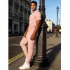 image:imageUOUA Mens 2 Piece Sweatsuit Set Short Sleeve Sweatshirt Jogging Sweatpants Tracksuits OutfitsPink