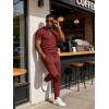 image:imageUOUA Mens 2 Piece Sweatsuit Set Short Sleeve Sweatshirt Jogging Sweatpants Tracksuits OutfitsWine Red
