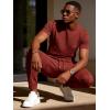 image:imageUOUA Mens 2 Piece Sweatsuit Set Short Sleeve Sweatshirt Jogging Sweatpants Tracksuits OutfitsWine Red