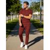 image:imageUOUA Mens 2 Piece Sweatsuit Set Short Sleeve Sweatshirt Jogging Sweatpants Tracksuits OutfitsWine Red