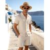 image:imageUOUA Mens Short Sets 2 Piece Summer Outfits Jacquard Short Sleeve Button Down Shirt and Shorts SetBeige