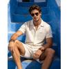 image:imageUOUA Mens Short Sets 2 Piece Summer Outfits Jacquard Short Sleeve Button Down Shirt and Shorts SetBeige