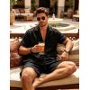 image:imageUOUA Mens Short Sets 2 Piece Summer Outfits Jacquard Short Sleeve Button Down Shirt and Shorts SetBlack