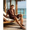 image:imageUOUA Mens Short Sets 2 Piece Summer Outfits Jacquard Short Sleeve Button Down Shirt and Shorts SetBrown