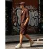 image:imageUOUA Mens Short Sets 2 Piece Summer Outfits Jacquard Short Sleeve Button Down Shirt and Shorts SetBrown