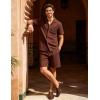 image:imageUOUA Mens Short Sets 2 Piece Summer Outfits Jacquard Short Sleeve Button Down Shirt and Shorts SetBrown