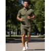 image:imageUOUA Mens Shorts Set Twisted Texture Polo Shirt amp Shorts Casual 2 Piece Summer Outfits Short Sleeve Vacation SetArmy Green
