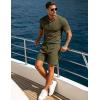 image:imageUOUA Mens Shorts Set Twisted Texture Polo Shirt amp Shorts Casual 2 Piece Summer Outfits Short Sleeve Vacation SetArmy Green
