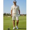 image:imageUOUA Mens Shorts Set Twisted Texture Polo Shirt amp Shorts Casual 2 Piece Summer Outfits Short Sleeve Vacation SetBeige