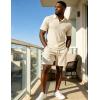 image:imageUOUA Mens Shorts Set Twisted Texture Polo Shirt amp Shorts Casual 2 Piece Summer Outfits Short Sleeve Vacation SetBeige