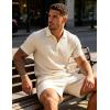 image:imageUOUA Mens Shorts Set Twisted Texture Polo Shirt amp Shorts Casual 2 Piece Summer Outfits Short Sleeve Vacation SetBeige