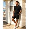 image:imageUOUA Mens Shorts Set Twisted Texture Polo Shirt amp Shorts Casual 2 Piece Summer Outfits Short Sleeve Vacation SetBlack