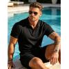 image:imageUOUA Mens Shorts Set Twisted Texture Polo Shirt amp Shorts Casual 2 Piece Summer Outfits Short Sleeve Vacation SetBlack