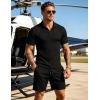image:imageUOUA Mens Shorts Set Twisted Texture Polo Shirt amp Shorts Casual 2 Piece Summer Outfits Short Sleeve Vacation SetBlack