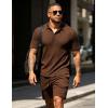 image:imageUOUA Mens Shorts Set Twisted Texture Polo Shirt amp Shorts Casual 2 Piece Summer Outfits Short Sleeve Vacation SetBrown