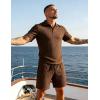 image:imageUOUA Mens Shorts Set Twisted Texture Polo Shirt amp Shorts Casual 2 Piece Summer Outfits Short Sleeve Vacation SetBrown
