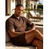 image:imageUOUA Mens Shorts Set Twisted Texture Polo Shirt amp Shorts Casual 2 Piece Summer Outfits Short Sleeve Vacation SetBrown
