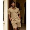 image:imageUOUA Mens Shorts Set Twisted Texture Polo Shirt amp Shorts Casual 2 Piece Summer Outfits Short Sleeve Vacation SetKhaki