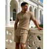 image:imageUOUA Mens Shorts Set Twisted Texture Polo Shirt amp Shorts Casual 2 Piece Summer Outfits Short Sleeve Vacation SetKhaki