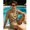 image:imageUOUA Mens Shorts Set Twisted Texture Polo Shirt amp Shorts Casual 2 Piece Summer Outfits Short Sleeve Vacation SetKhaki