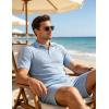 image:imageUOUA Mens Shorts Set Twisted Texture Polo Shirt amp Shorts Casual 2 Piece Summer Outfits Short Sleeve Vacation SetLight Blue