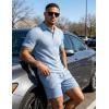 image:imageUOUA Mens Shorts Set Twisted Texture Polo Shirt amp Shorts Casual 2 Piece Summer Outfits Short Sleeve Vacation SetLight Blue