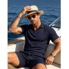 image:imageUOUA Mens Shorts Set Twisted Texture Polo Shirt amp Shorts Casual 2 Piece Summer Outfits Short Sleeve Vacation SetNavy Blue