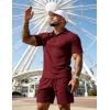 image:imageUOUA Mens Shorts Set Twisted Texture Polo Shirt amp Shorts Casual 2 Piece Summer Outfits Short Sleeve Vacation SetWine Red