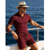 image:imageUOUA Mens Shorts Set Twisted Texture Polo Shirt amp Shorts Casual 2 Piece Summer Outfits Short Sleeve Vacation SetWine Red