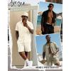 image:imageUOUA Mens Summer Outfits Waffle Knit 2 Piece Short Sets Casual Button Down Shirt amp ShortsBeige