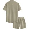 image:imageUOUA Mens Summer Outfits Waffle Knit 2 Piece Short Sets Casual Button Down Shirt amp ShortsGreybeige