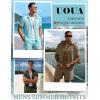 image:imageUOUA Mens Summer Outfits Waffle Knit 2 Piece Short Sets Casual Button Down Shirt amp ShortsLightblue