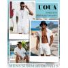 image:imageUOUA Mens Summer Outfits Waffle Knit 2 Piece Short Sets Casual Button Down Shirt amp ShortsWhite