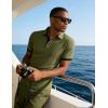 image:imageUOUA Mens Summer Short Sleeve Casual Polo Shirt Classic Button Textured Golf T Shirts Beach Vacation TopArmygreen