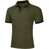 image:imageUOUA Mens Summer Short Sleeve Casual Polo Shirt Classic Button Textured Golf T Shirts Beach Vacation TopArmygreen
