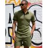 image:imageUOUA Mens Summer Short Sleeve Casual Polo Shirt Classic Button Textured Golf T Shirts Beach Vacation TopArmygreen