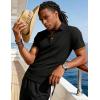 image:imageUOUA Mens Summer Short Sleeve Casual Polo Shirt Classic Button Textured Golf T Shirts Beach Vacation TopBlack