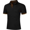 image:imageUOUA Mens Summer Short Sleeve Casual Polo Shirt Classic Button Textured Golf T Shirts Beach Vacation TopBlack