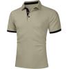 image:imageUOUA Mens Summer Short Sleeve Casual Polo Shirt Classic Button Textured Golf T Shirts Beach Vacation TopGreybeige