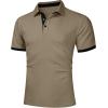image:imageUOUA Mens Summer Short Sleeve Casual Polo Shirt Classic Button Textured Golf T Shirts Beach Vacation TopKhaki