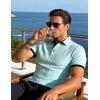image:imageUOUA Mens Summer Short Sleeve Casual Polo Shirt Classic Button Textured Golf T Shirts Beach Vacation TopLightblue