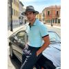 image:imageUOUA Mens Summer Short Sleeve Casual Polo Shirt Classic Button Textured Golf T Shirts Beach Vacation TopLightblue