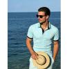 image:imageUOUA Mens Summer Short Sleeve Casual Polo Shirt Classic Button Textured Golf T Shirts Beach Vacation TopLightblue