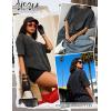 image:imageUOUA Women Oversized Graphic TShirt Casual Cotton Tees Printed Summer TopsWashed Black